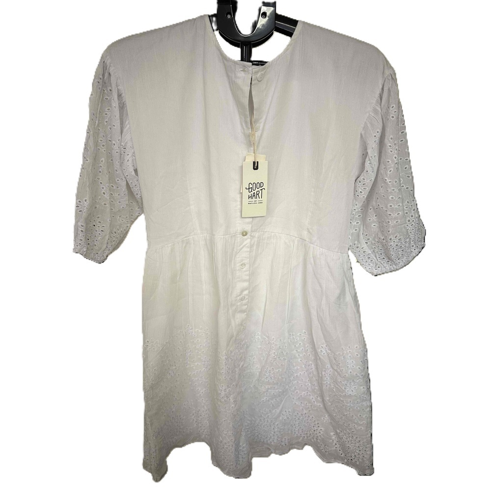 NWT Matilda Jane White Eyelet Button Down Casual Dress 3/4 Sleeve - Picture 1 of 5